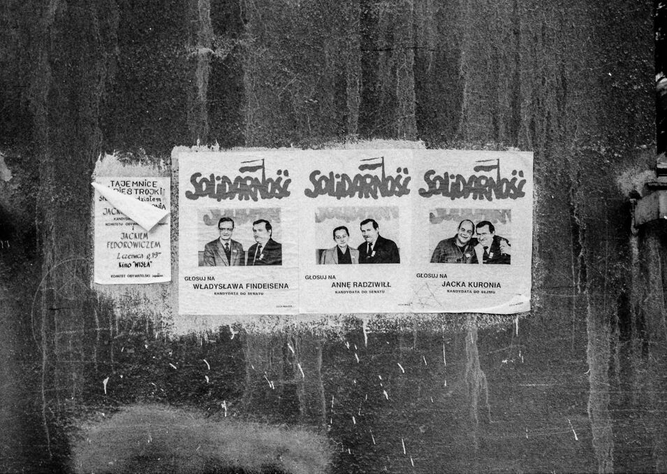 Plakaty wyborcze na Żoliborzu 3 czerwca 1989