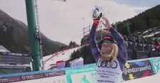 Shiffrin z Kryształowa Kulą po slalomie w Soldeu