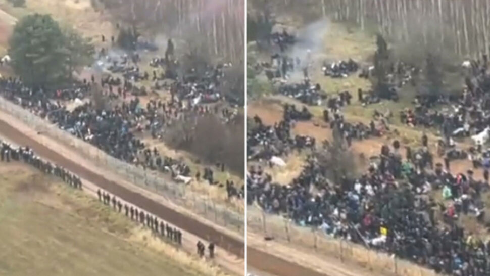 Tłum migrantów przy granicy z Polską. MON: doszło do kilku prób sforsowania zasieków